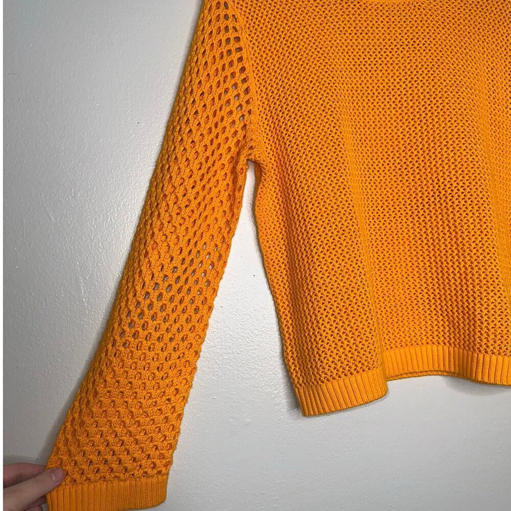 J.Crew Crochet Crewneck Beach Pullover Sweater Bright Orange Size Small - Picture 5 of 9